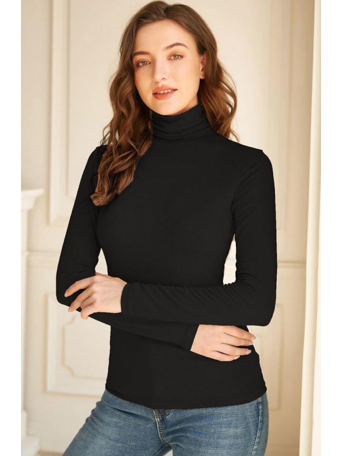 Women Turtleneck Tops Long Sleeve Slim Fit Lightweight Base Layer Shirts