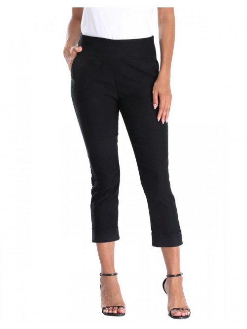 Pull On Capri Pants for Women with Pockets Elastic...