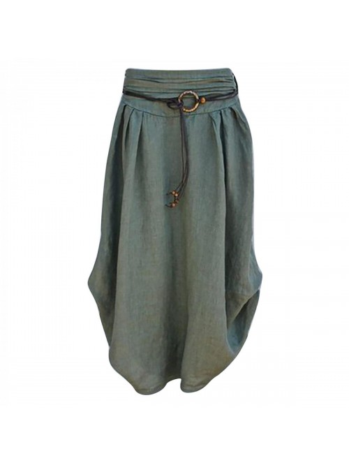 Women's Cotton Linen Skirts Ladies Fashion Casual ...