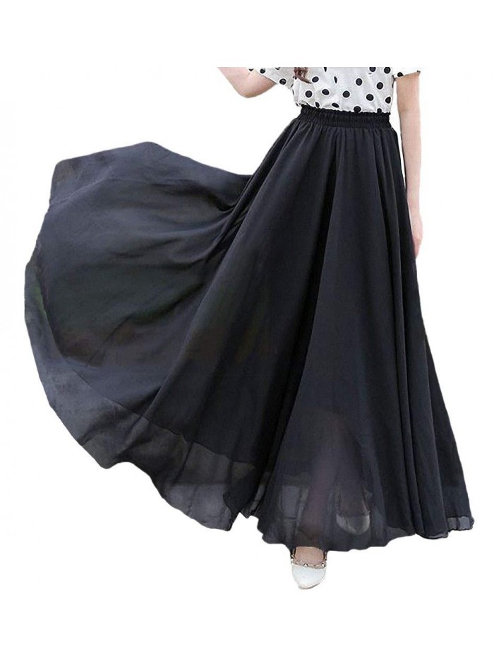 Womens Chiffon Retro Long Maxi Skirt Beach Ankle Length Skirt 