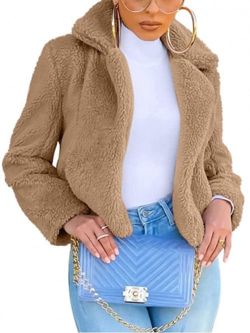 Women's Shaggy Fleece Faux Fur Jacket Open Front L...