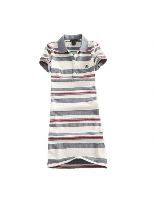 Women Embroidery Polo Striped Print Summer T Shirt...