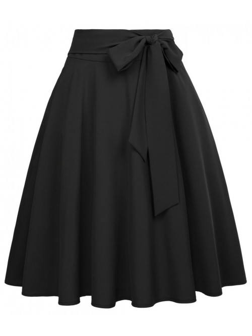 Poque Women's High Waist A-Line Pockets Skirt Skat...