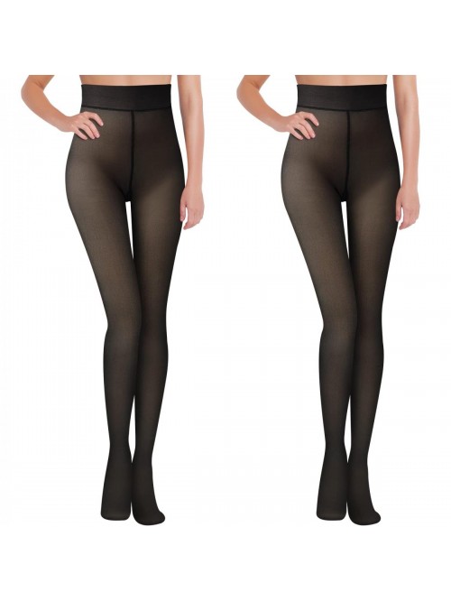 Warm Tights 2 Pairs Fake Translucent Winter Tights...