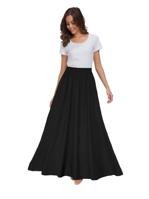 Women's Chiffon Retro Maxi Skirt Vintage Ankle-Len...