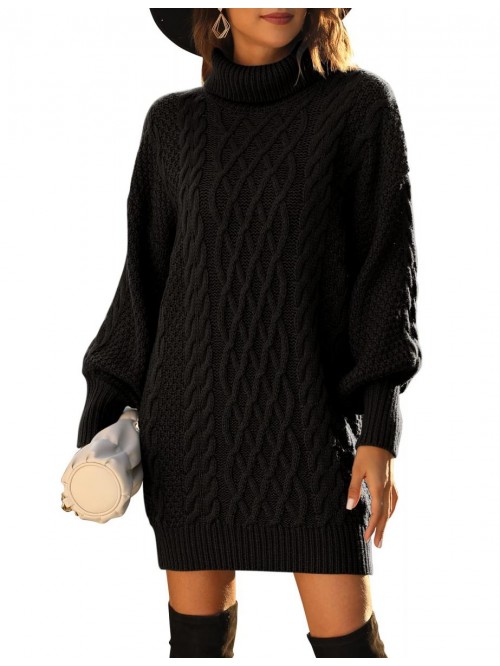 Women Turtleneck Long Sleeve Oversized Sweater Dre...