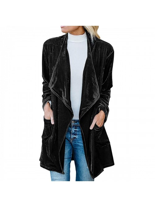 for Women Trendy Long Velvet Cozy JacketsCasual So...