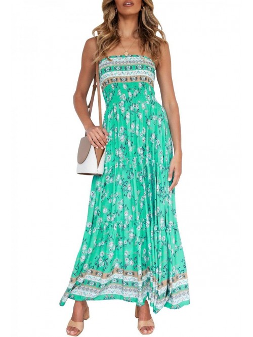 Women's Summer Bohemian Floral Printed Strapless B...