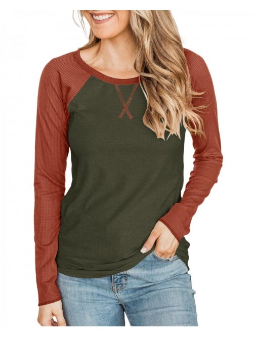 Womens Baseball Raglan Long Sleeve Tunic Tops Spri...