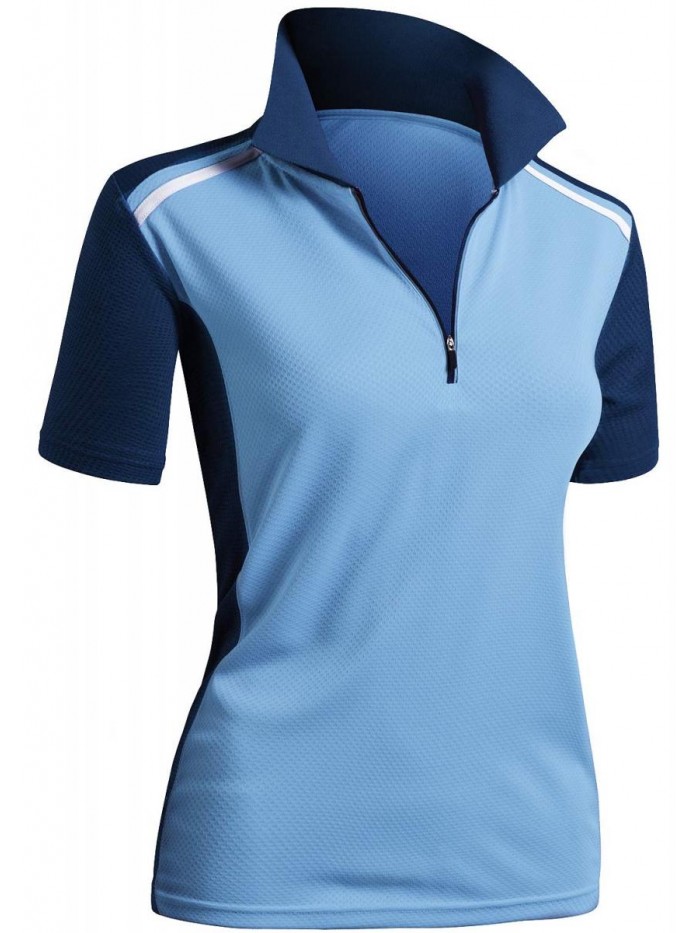 Women's Active Wear Short Sleeve Zipup Polo Shirt 