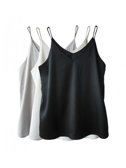 Womens Silk Satin Camisole Cami Plain Strappy Vest...