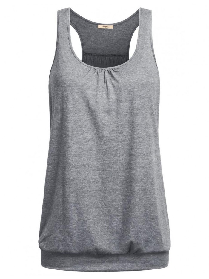 Womens Sleeveless Round Neck Loose Fit Racerback Yoga Tank Top 