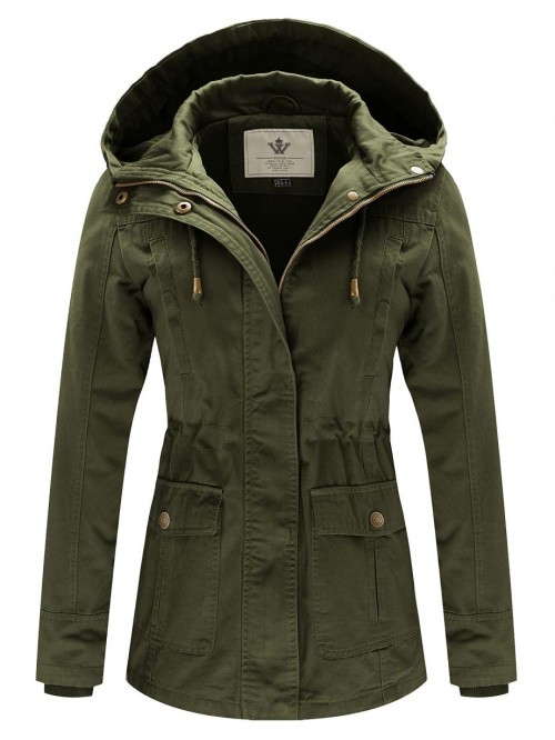 Women's Cotton Military Coat Lightweight Casual An...