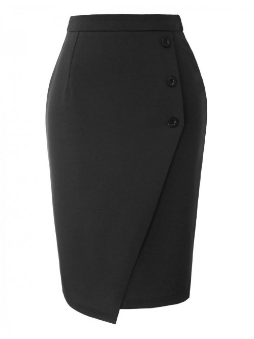 KARIN Women's High Waist Button Midi Pencil Skirts...