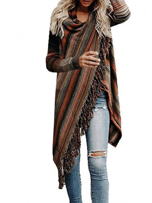 Open Front Knited Tassels Slash Loose Cardigan Cre...