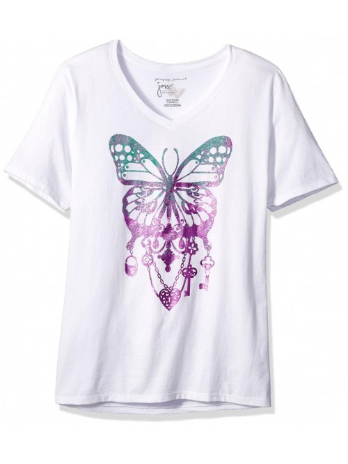 MY SIZE Women's Size Plus Printed Short-Sleeve V-N...