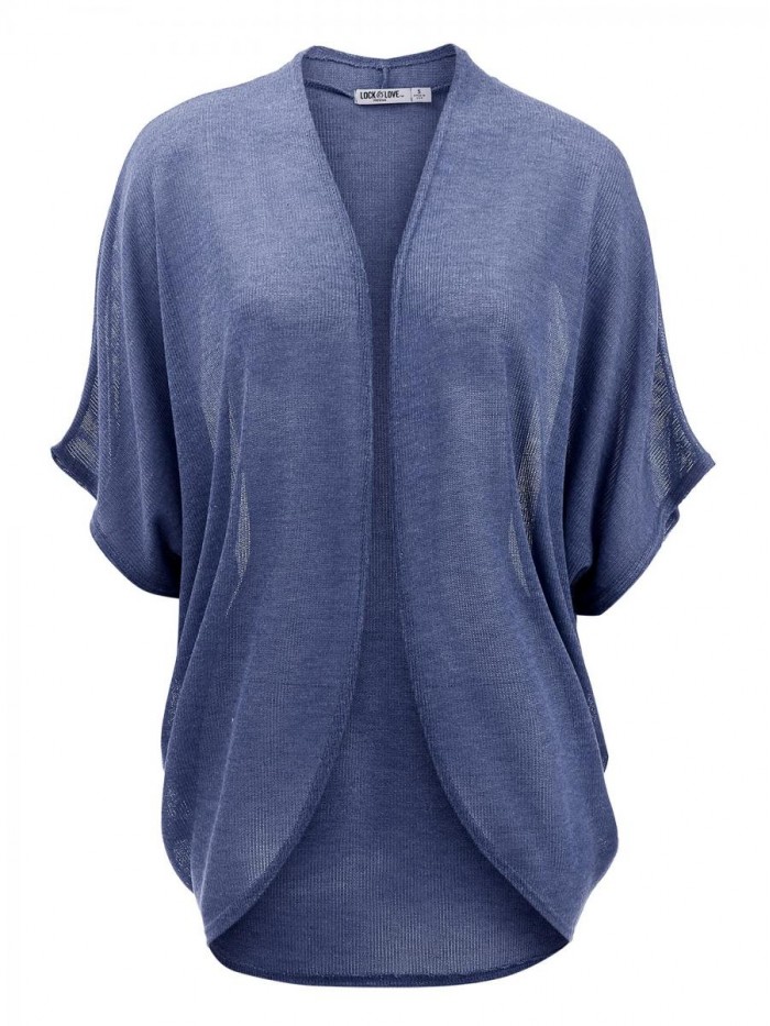 Short Sleeve Open-Front Batwing Cardigan - Made in USA 