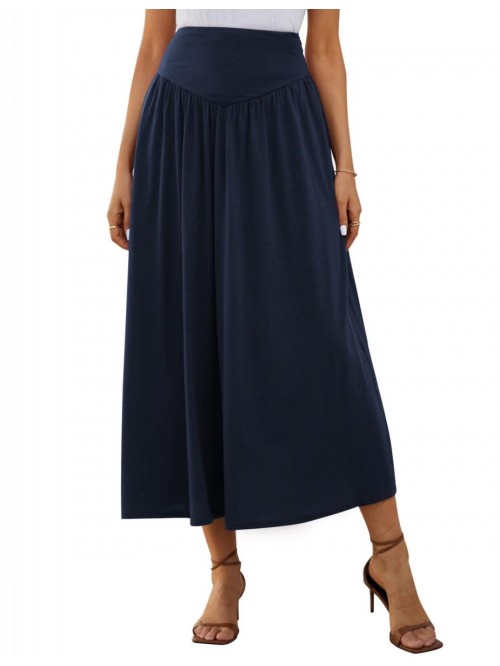 Maxi Skirts Vintage Elastic Waist A-Line Long Midi...