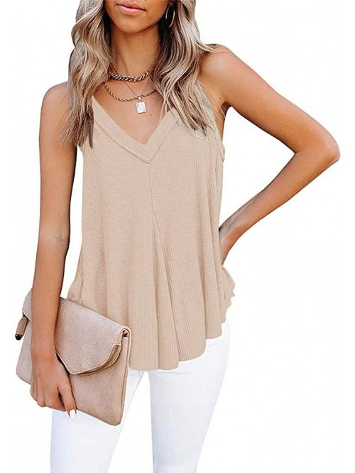 Women's Flowy V Neck Cami Tops Summer Casual Tank ...