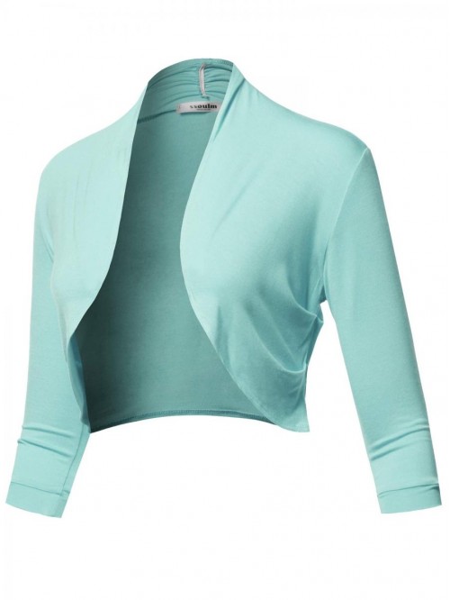 Women's 3/4 Sleeve Open Front Bolero Shrug Cardiga...