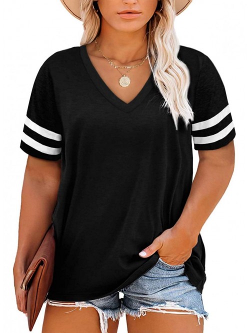 Womens Plus Size Tops Summer Short Sleeve Crew Nec...