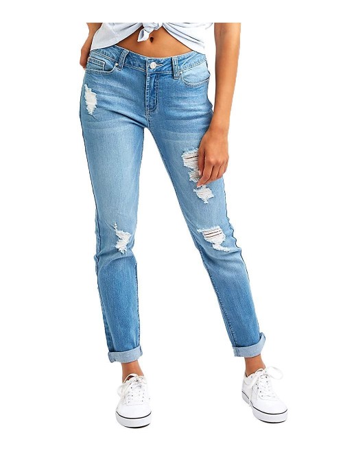 Women's Ripped Boyfriend Jeans Cute Distressed Jea...