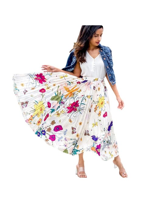 Women's Tropical Floral Watercolor Chiffon Print P...