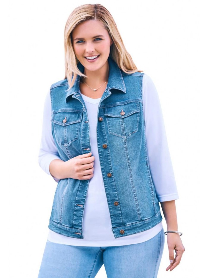 Within Women's Plus Size Stretch Denim Vest 