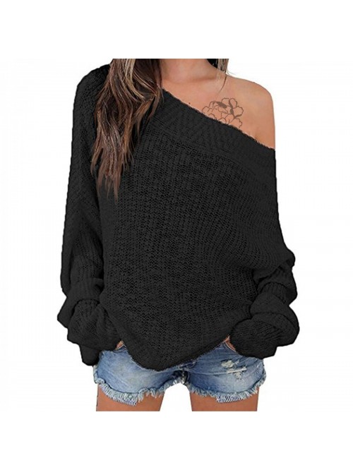 Women's Off Shoulder Sweater Batwing Sleeve Loose ...