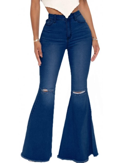 Ripped Bell Bottom Jeans for Women Classic Ripped ...