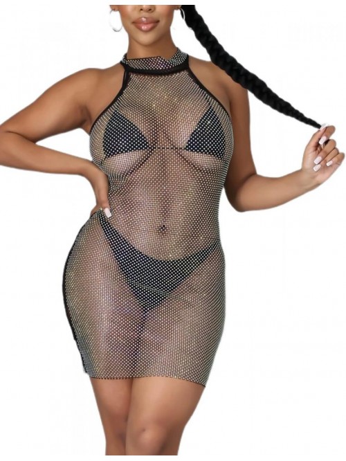 Sexy Cover Up Swimwear Elegant See Through Sheer H...