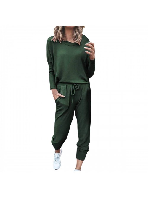 Piece Outfits for Women Long Sleeve Crewneck Solid...