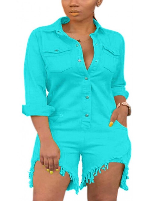 Denim Jumpsuit for Women Casual Long Sleeve Jean P...