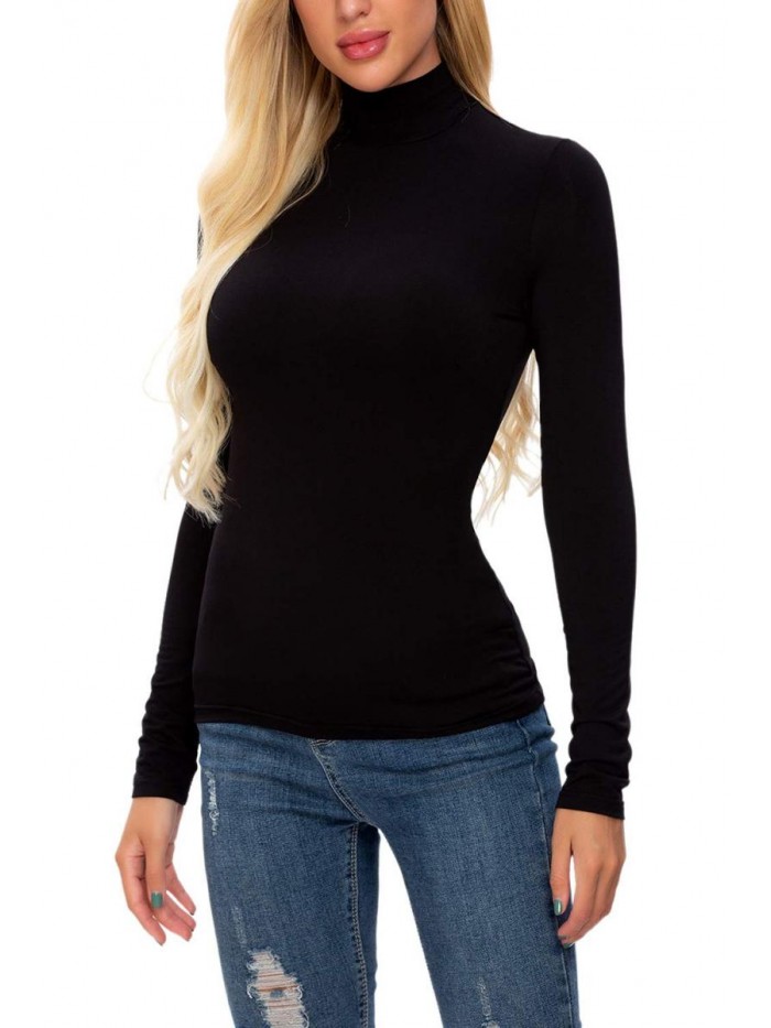 Long Sleeve Layering Turtleneck Shirt Lightweight Pullover Basic Tee Top 