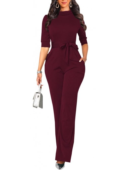 Elegant Jumpsuits Dressy Long Sleeve Straight Long...