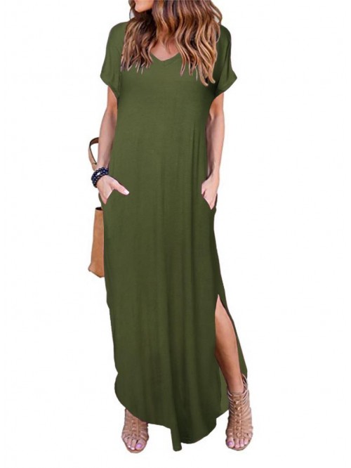 Women's Summer Maxi Dress Casual Loose Pockets Lon...