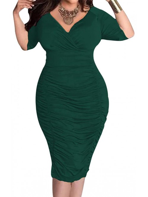 Sexy Plus Size Dress for Women Short Sleeve Bodyco...