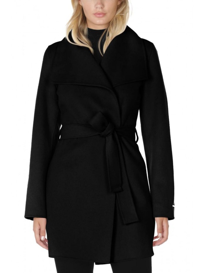 Women's Wool Wrap Coat with Tie Belt 