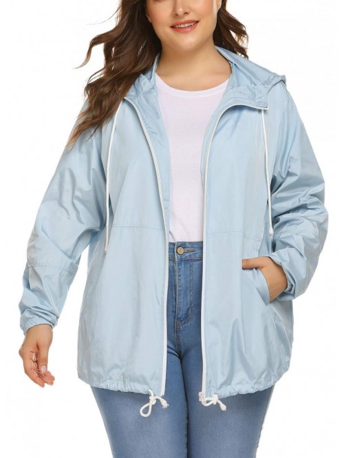 Plus Size Raincoat Rain Jacket Lightweight Waterpr...