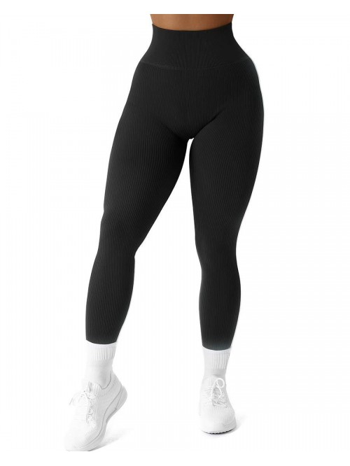 Women Ribbed Seamless Leggings High Waisted Workou...