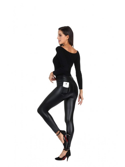 Women’s Faux Leather Leggings Plus Size Girls Hi...