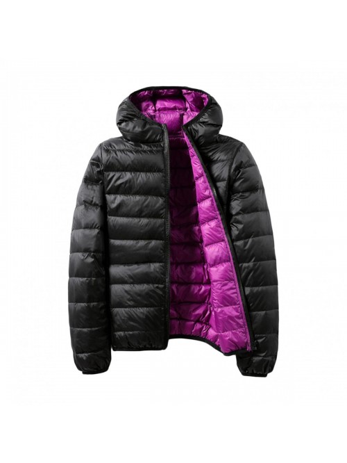 Quilted Packable Down Jacket Solid Color Hooded Th...