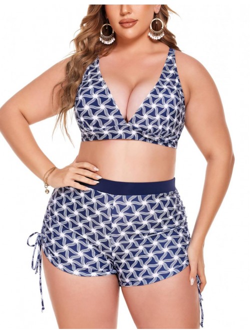 Women Plus Size Bikini Set Floral Print Halter Swi...