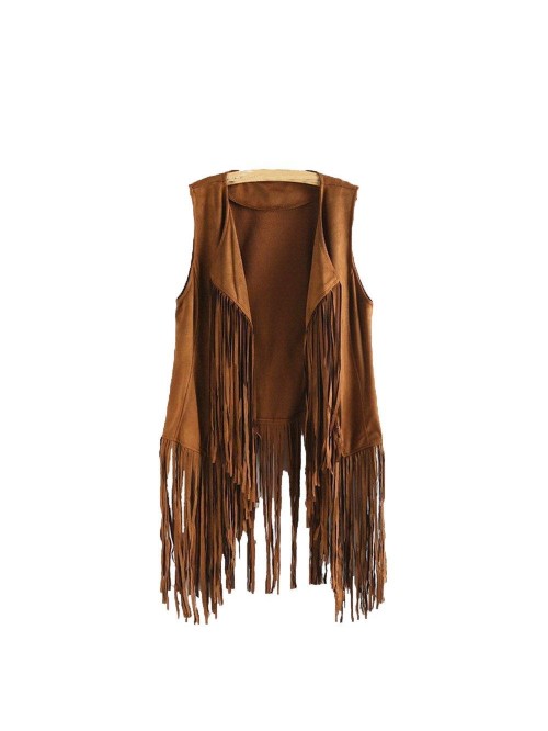 Fringe Vest Faux Suede Tassels Jacket 70S Cowgirls...