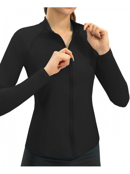 Rash Guard Long Sleeve Zip Front Sun Protection Sw...