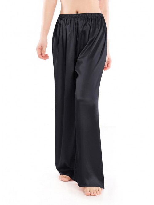 Womens Wide Leg Pajama Pants Satin Silk Casual Loo...