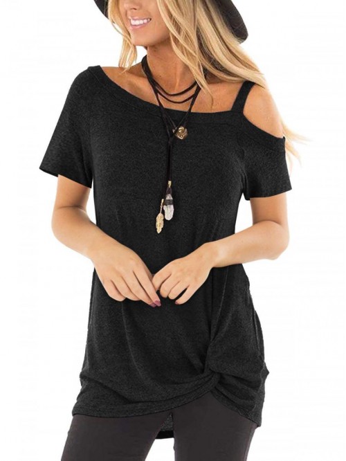 Women's Shirts Cold Shoulder Tops Summer Short Sle...