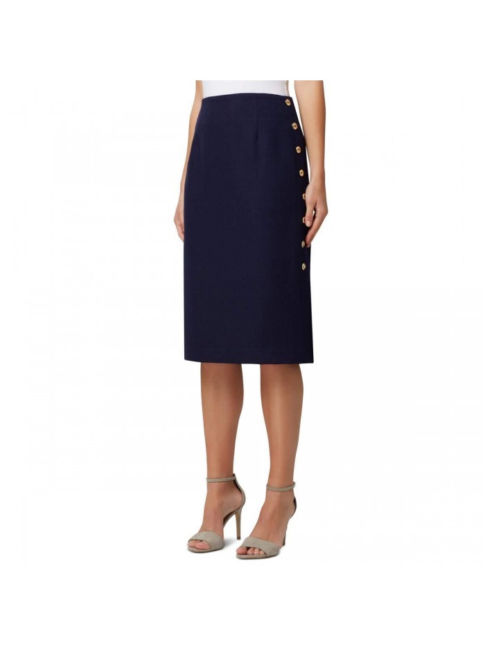 Women's Pencil Skirt with Side Seam Button Detail  