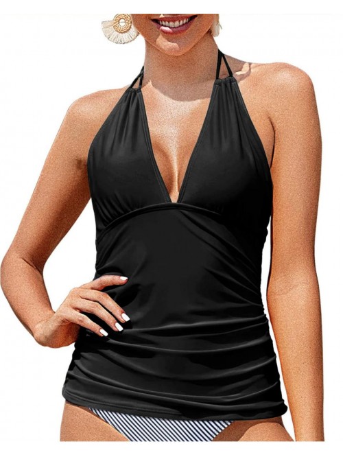 Women's Halter Tankini Top No Bottom V Neck Swim T...