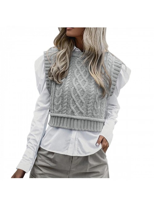 Knitted Fashion All-Match Vest Pullover Top Casual...